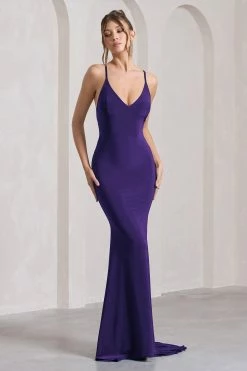 Lucky Number | Purple Cross Back Fishtail Maxi Dress 11 Lucky Number | Purple Cross Back Fishtail Maxi Dress -Dress Shop WB CL124604104 LuckyNumberPurpleCrossBackFishtailMaxiDress1
