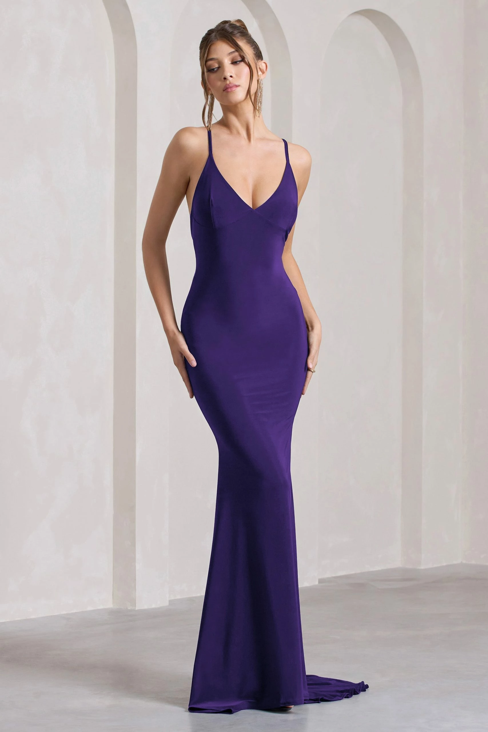 Lucky Number | Purple Cross Back Fishtail Maxi Dress 7 Lucky Number | Purple Cross Back Fishtail Maxi Dress - Image 5
