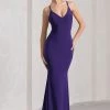 Lucky Number | Purple Cross Back Fishtail Maxi Dress 2 Lucky Number | Purple Cross Back Fishtail Maxi Dress -Dress Shop WB CL124604104 LuckyNumberPurpleCrossBackFishtailMaxiDress2