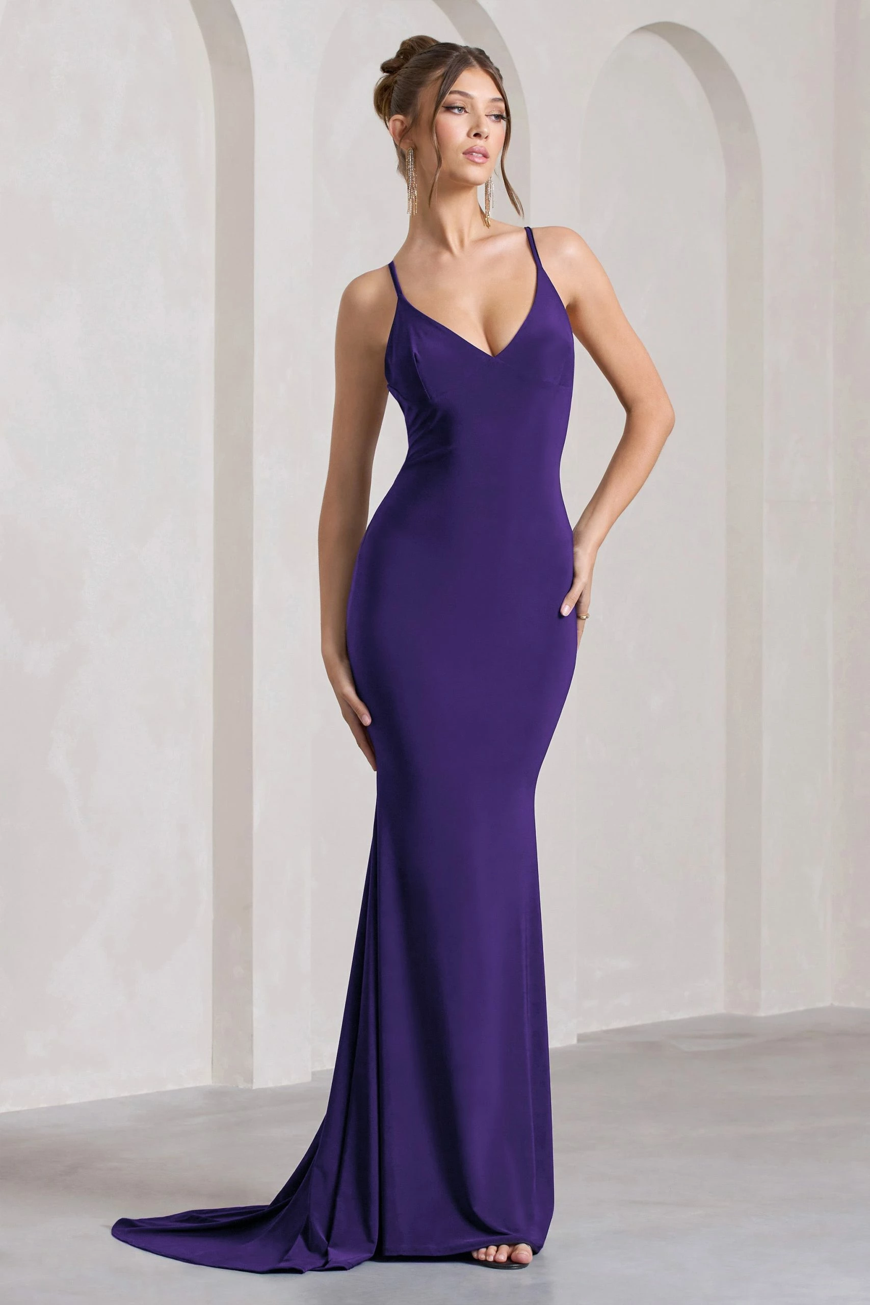 Lucky Number | Purple Cross Back Fishtail Maxi Dress 3 Lucky Number | Purple Cross Back Fishtail Maxi Dress