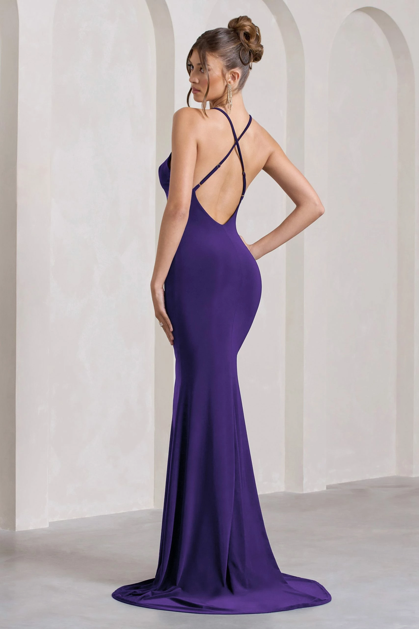 Lucky Number | Purple Cross Back Fishtail Maxi Dress 4 Lucky Number | Purple Cross Back Fishtail Maxi Dress - Image 2