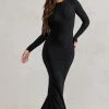 One Step Ahead | Black Long Sleeve Backless Fishtail Maxi Dress 2 One Step Ahead | Black Long Sleeve Backless Fishtail Maxi Dress -Dress Shop WB CL126332 OneStepAheadBlackLongSleeveBacklessFishtailMaxiDress0
