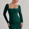 Muse | Green Long Sleeve Square Neck Ruched Mini Dress -Dress Shop WB CL126709 Muse Green LongSleeveSquareNeckRuchedMiniDress0 f166bc3a 87ec 457f af0c fe5f1991e079
