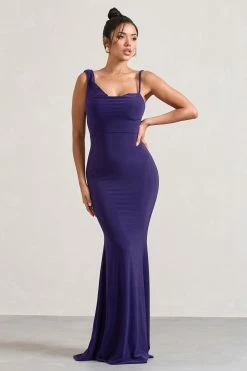 Phantasy | Purple Asymmetric Neckline Cowl Maxi Dress -Dress Shop WB CL126730104 PhantasyPurpleAsymmetricNecklineCowlMaxiDress1