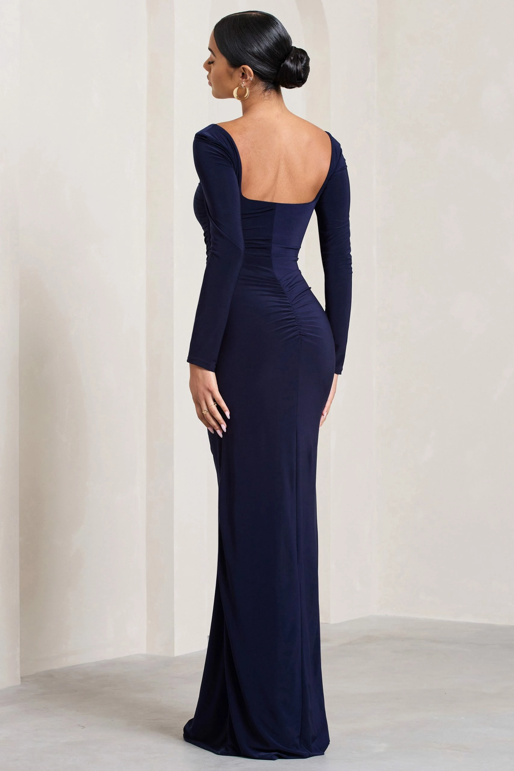 My Pleasure | Navy Square Neck Ruched Maxi Dress 4 My Pleasure | Navy Square Neck Ruched Maxi Dress - Image 2