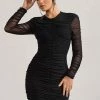 Euphoria | Black Ruched Long Sleeve Mini Dress 2 Euphoria | Black Ruched Long Sleeve Mini Dress -Dress Shop WB CL127184002 Euphoria BlackRuchedLongSleeveMiniDress0