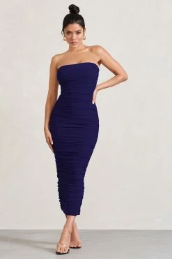My Lady | Purple Strapless Bodycon Ruched Mesh Maxi Dress -Dress Shop WB CL127347104 MyLadyPurpleStraplessBodyconRuchedMeshMaxiDress1