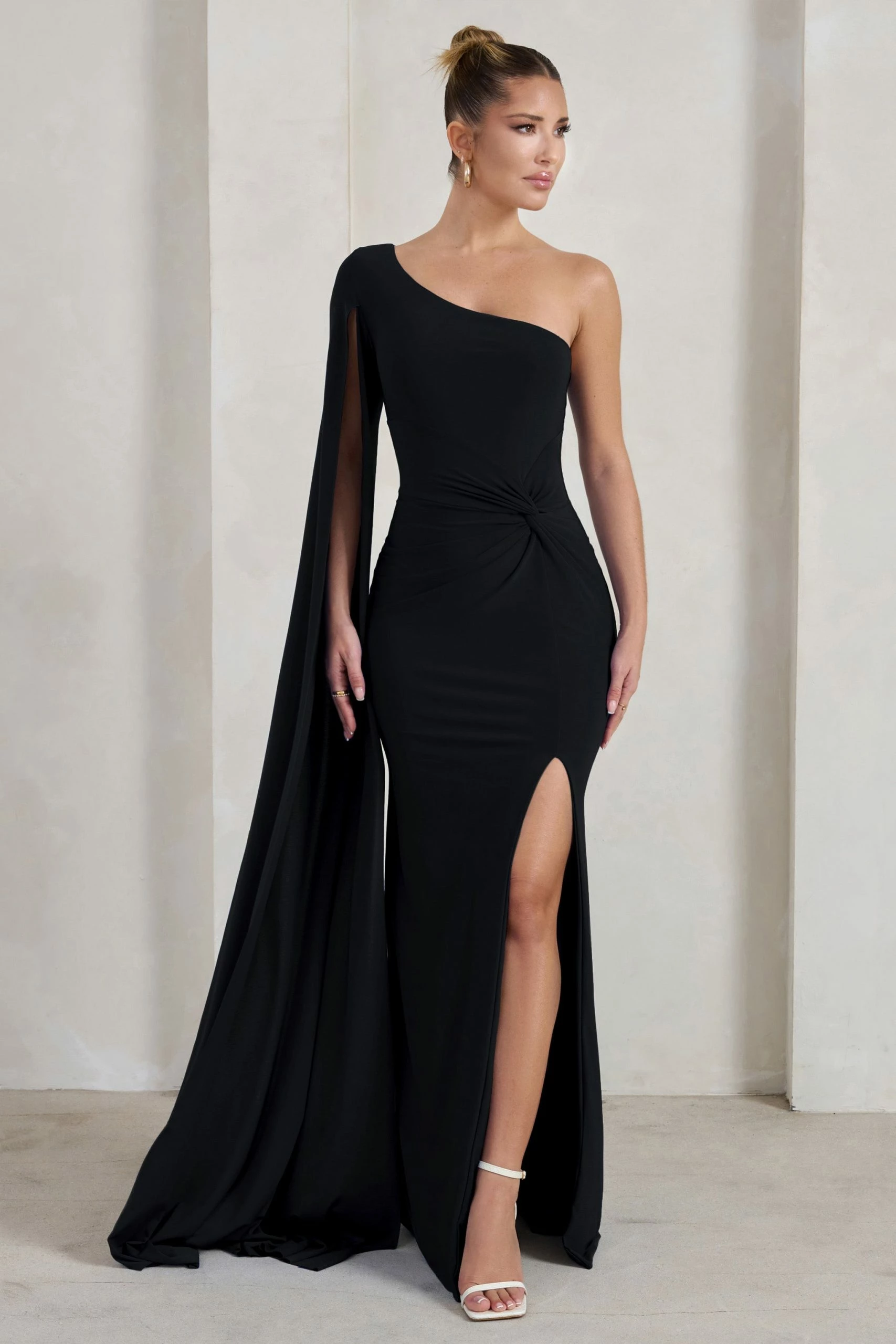 Romi | Black One Shoulder Twist Design Maxi Dress 6 Romi | Black One Shoulder Twist Design Maxi Dress - Image 4