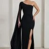 Romi | Black One Shoulder Twist Design Maxi Dress 2 Romi | Black One Shoulder Twist Design Maxi Dress -Dress Shop WB CL127683 RomiBlackOneShoulderTwistDesignMaxiDress2
