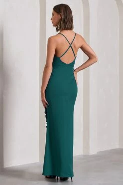 Run The World | Bottle Green Sweetheart Neckline Ruffle Maxi Dress -Dress Shop WB CL127687047 RunTheWorldBottleGreenSweetheartNecklineRuffleMaxiDress14