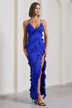 Run The World | Royal Blue Sweetheart Neckline Ruffle Maxi Dress -Dress Shop WB CL127687104 RunTheWorldRoyalBlueSweetheartNecklineRuffleMaxiDress9