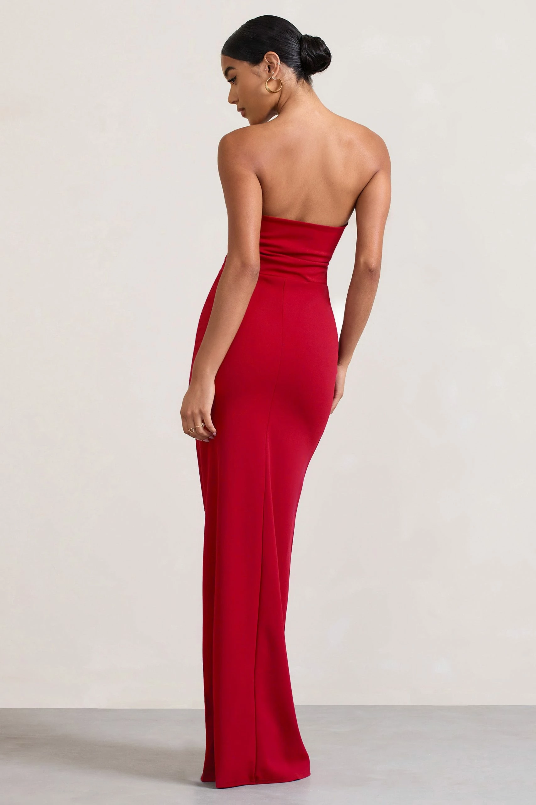 Belle Of The Ball | Red Bandeau Maxi Dress With Split Hem 4 Belle Of The Ball | Red Bandeau Maxi Dress With Split Hem - Image 2