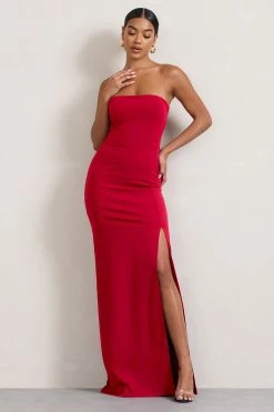 Belle Of The Ball | Red Bandeau Maxi Dress With Split Hem 11 Belle Of The Ball | Red Bandeau Maxi Dress With Split Hem -Dress Shop WB CL127995004 BelleofTheBallredBandeauMaxiDressWithSplitHem9 10f9cee1 17fc 464c 9e45 07d8f1abef29