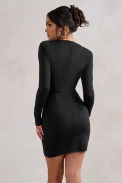 Corelle | Black Long Sleeve Sweet Heart Twist Detail Mini Dress 10 Corelle | Black Long Sleeve Sweet Heart Twist Detail Mini Dress -Dress Shop WB CL128256 CorelleBlackLongSleeveSweetHeartTwistDetailMiniDress4