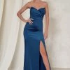 Coraline | Navy Strapless Maxi Dress With Split 1 Coraline | Navy Strapless Maxi Dress With Split -Dress Shop WB CL128413 BlueCampaign