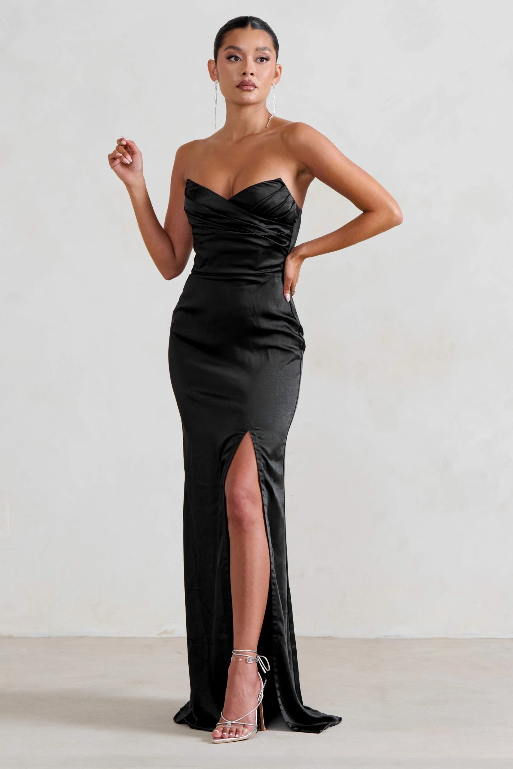 Coraline | Black Strapless Maxi Dress With Split 3 Coraline | Black Strapless Maxi Dress With Split
