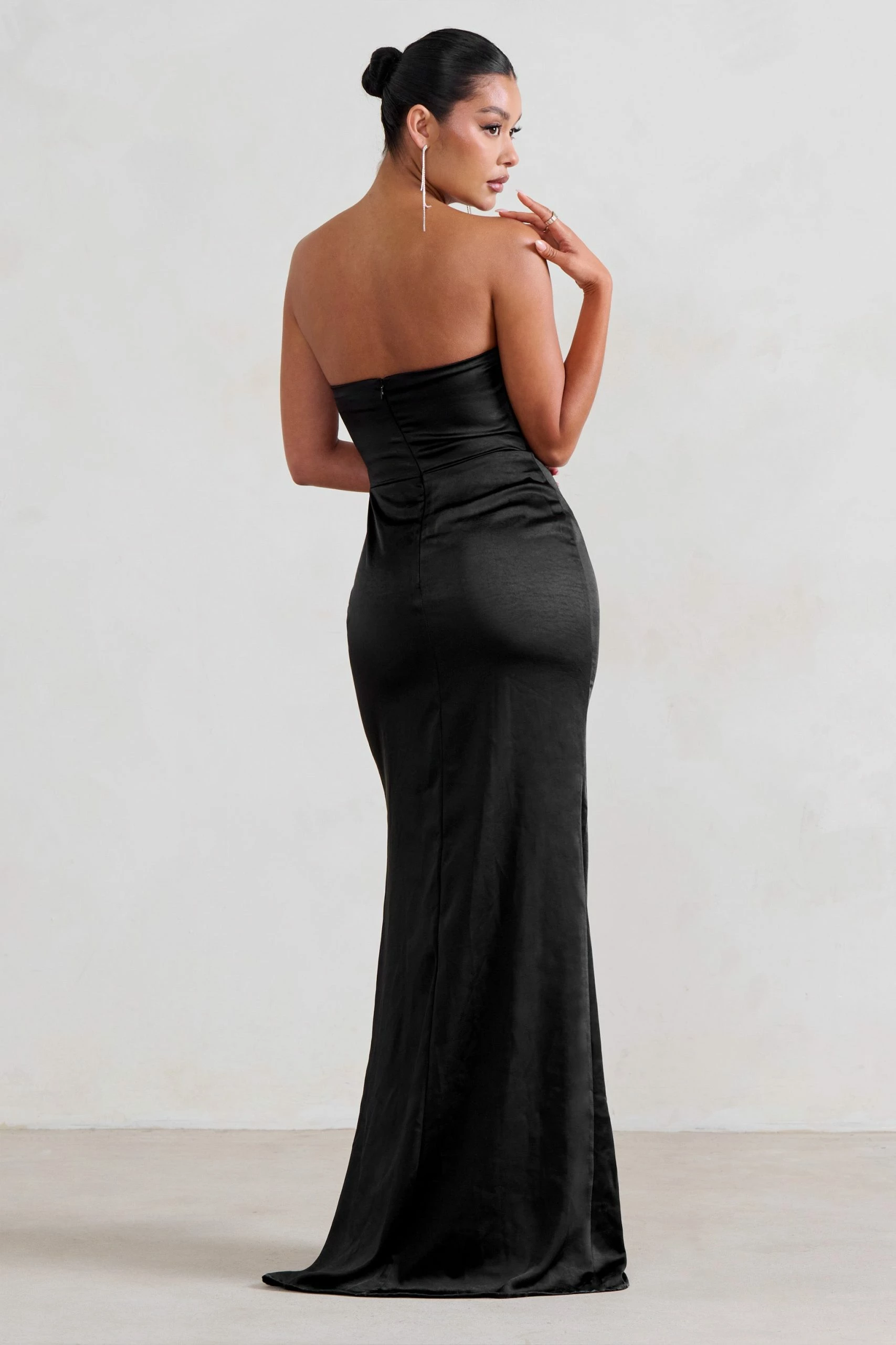 Coraline | Black Strapless Maxi Dress With Split 4 Coraline | Black Strapless Maxi Dress With Split - Image 2
