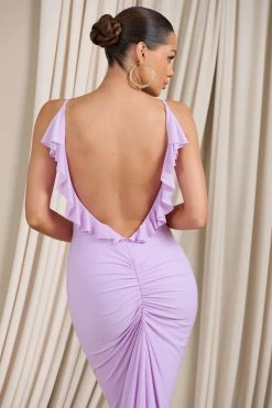 Flute | Lilac Bodycon Maxi Dress With Ruched Ruffled Back 9 Flute | Lilac Bodycon Maxi Dress With Ruched Ruffled Back -Dress Shop WB CL128443098 FluteLilacBodyconMaxiDressWithRuchedRuffledBack6