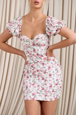 Freshly Picked | Pink Floral Puff-Sleeved Corset Mini Dress -Dress Shop WB CL128479147 FreshlyPicked PinkFloral3