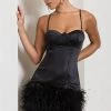 Vampira | Black Satin Corset Feather Mini Dress 2 Vampira | Black Satin Corset Feather Mini Dress -Dress Shop WB CL128694002 VampiraBlackSatinCorsetFeatherMiniDress4 19fe8370 89f2 477e bffd e19f26579476