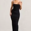 Ellis | Black Ruched Mesh Strappy Bodycon Maxi Dress -Dress Shop WB CL128707002 EllisPlumRuchedMeshStrappyBodyconMaxiDress2 56786380 90da 4ebc 86db 762c91870ed2