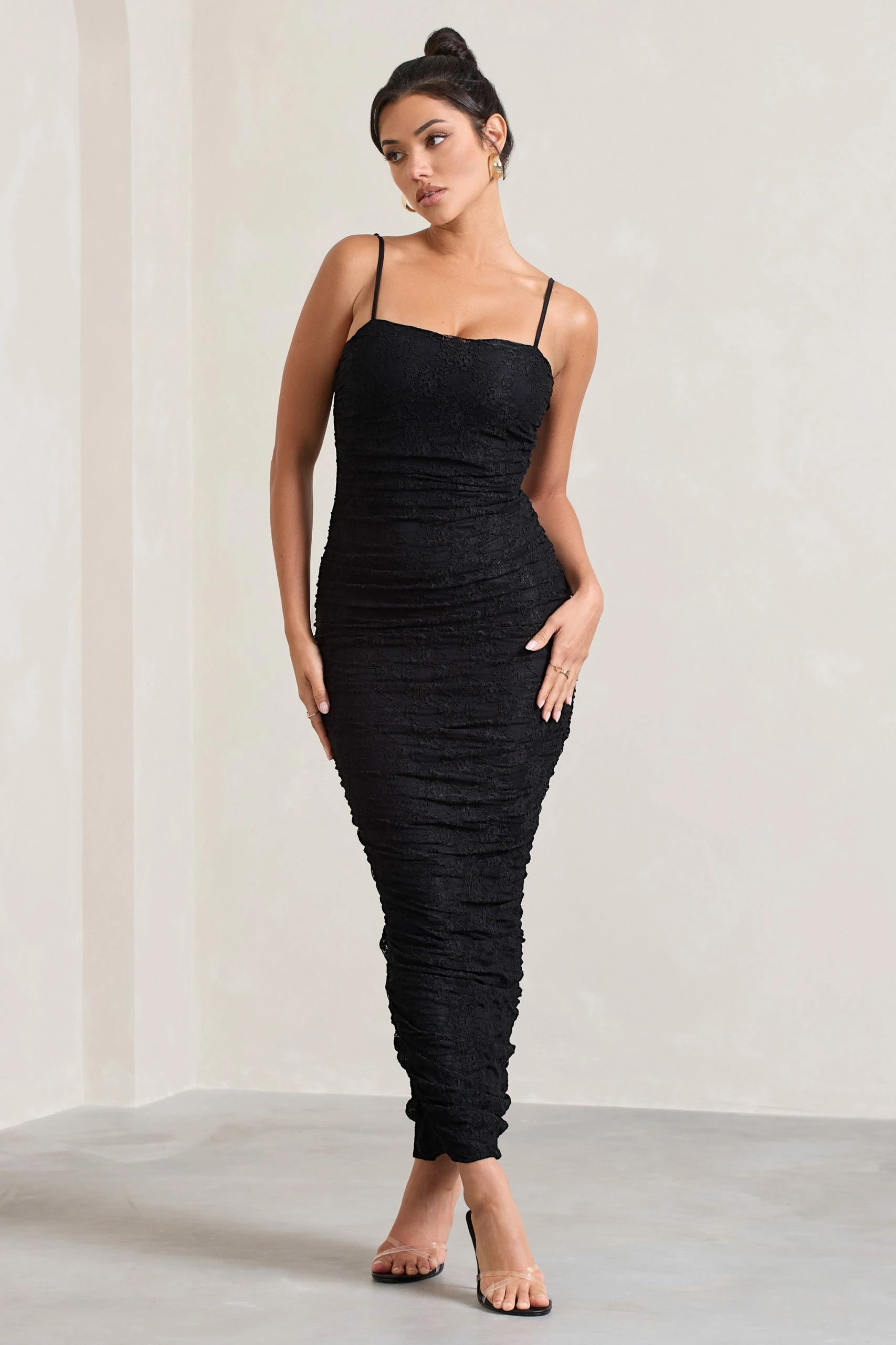 Ellis | Black Lace Strappy Bodycon Maxi Dress 7 Ellis | Black Lace Strappy Bodycon Maxi Dress - Image 5