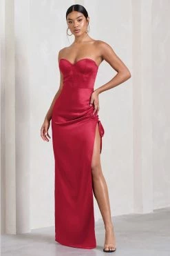 Expose | Red Satin Sweetheart Corset Asymmetric Maxi Dress 12 Expose | Red Satin Sweetheart Corset Asymmetric Maxi Dress -Dress Shop WB CL128728004 ExposeRedSatinSweetheartCorsetAsymmetricMaxiDress2