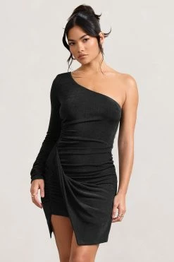 Now Strut | Black Asymmetric Twisted Bodycon Mini Dress -Dress Shop WB CL128733002 NowStrutBlackAsymmetricTwistedBodyconMiniDress4