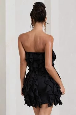 It Girl | Black Bandeau Bodycon Mini Dress With Ruffles -Dress Shop WB CL128842002 ItGirlBlackBandeauBodyconMiniDressWithRuffles5