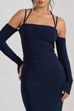 Jessie | Navy Strappy Long-Sleeved Bodycon Maxi Dress 10 Jessie | Navy Strappy Long-Sleeved Bodycon Maxi Dress -Dress Shop WB CL128860015 JessieNavyStrappyLong SleevedBodyconMidiDress3