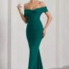 Vivienne | Bottle Green Bardot Open-Back Maxi Dress -Dress Shop WB CL128862047 VivienneBottleGreenBardotOpen BackMaxiDress1