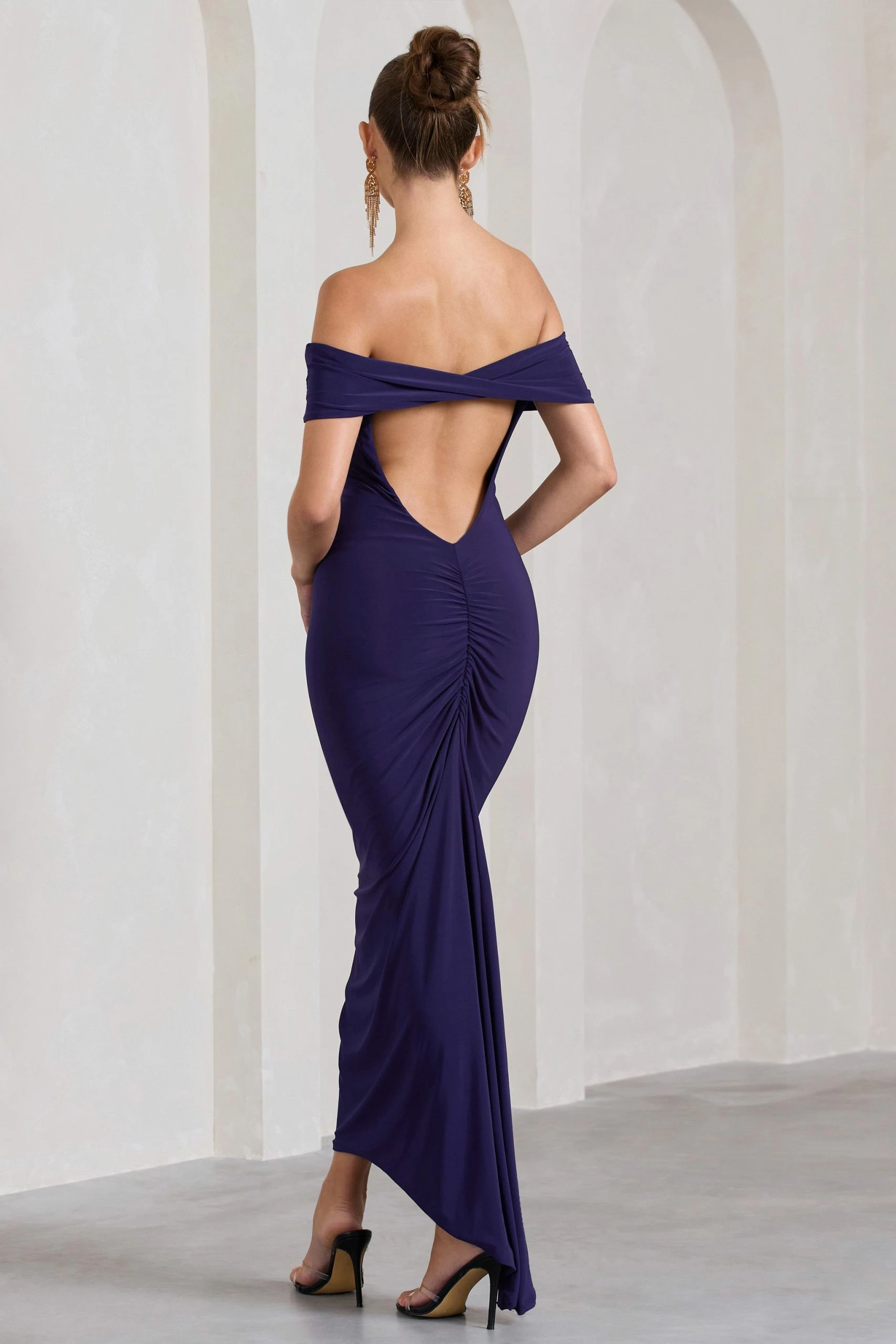 Vivienne | Blackberry Bardot Open-Back Maxi Dress 4 Vivienne | Blackberry Bardot Open-Back Maxi Dress - Image 2