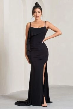 In Whispers | Black Split Maxi Dress 12 In Whispers | Black Split Maxi Dress -Dress Shop WB CL128871047 InWhispersBlackSplitMaxiDress4