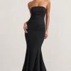 Adored | Black Strapless Structured Fishtail Maxi Dress -Dress Shop WB CL128872002 AdoredBlackStraplessStructuredFishtailMaxiDress1
