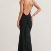 Naya | Black Strappy V-Neck Fishtail Maxi Dress -Dress Shop WB CL128879002 Naya BlackStrappyV NeckFishtailMaxiDress4