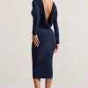 Dynasty Darling | Navy Cowl-Back Long-Sleeved Bodycon Midi Dress 1 Dynasty Darling | Navy Cowl-Back Long-Sleeved Bodycon Midi Dress -Dress Shop WB CL128880015 DynastyDarling NavyCowl NeckLong SleevedBodyconMidiDress7