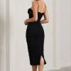 Inviting | Black Ruched Corset Midi Dress -Dress Shop WB CL128933002 InvitingBlackRuchedMidiDress5