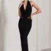 Big Deal | Black Cowl-Neck Maxi Dress With Mesh Inserts -Dress Shop WB CL128953002 BigDealBlackCowl NeckMaxiDressWithMeshInserts0