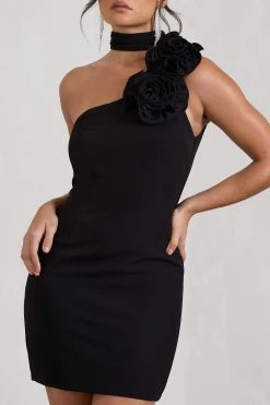 The Party | Black Mini Dress With Ruffled Choker -Dress Shop WB CL128956002 ThePartyBlackMiniDressWithRuffledChoker5