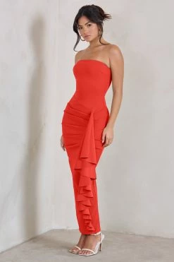 Fleur | Coral Bandeau Ruffle Maxi Dress -Dress Shop WB CL129323 FleurCoralBandeauRuffleMaxiDress4 642d0ee4 02d5 4936 aafe 7846c37827c4