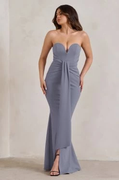 Carrie | Grey Sweetheart Neckline Maxi Dress With Statement Tie 11 Carrie | Grey Sweetheart Neckline Maxi Dress With Statement Tie -Dress Shop WB CL129327 CarrieGreySweetheartNecklineMaxiDressWithStatementTie1