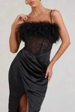 Countess | Black Lace Corset Maxi Dress With Feather Trim -Dress Shop WB CL129365002 CountessBlackLaceCorsetMaxiDressWithFeatherTrim4 be272608 3ab4 4531 aa56 60669224ad6b