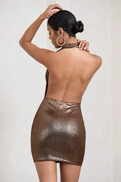 Liliana | Bronze Shimmer Cowl Neck Mini Dress 8 Liliana | Bronze Shimmer Cowl Neck Mini Dress -Dress Shop WB CL129405021 LilianaBronzeShimmerCowlNeckMiniDress5