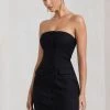 Rina | Black Strapless Tailored Mini Dress With Button Front -Dress Shop WB CL129668002 RinaBlackStraplessTailoredMiniDressWithButtonFront0