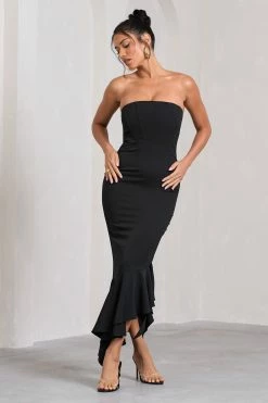 Sandy | Black Strapless Corset Asymmetric Maxi Dress 11 Sandy | Black Strapless Corset Asymmetric Maxi Dress -Dress Shop WB CL129678002 SandyBlackStraplessCorsetAsymmetricMaxiDress0