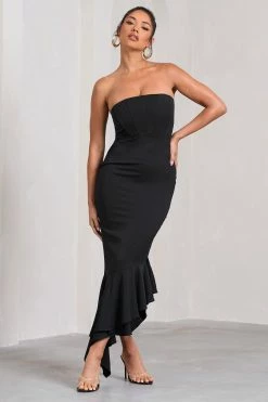 Sandy | Black Strapless Corset Asymmetric Maxi Dress 12 Sandy | Black Strapless Corset Asymmetric Maxi Dress -Dress Shop WB CL129678002 SandyBlackStraplessCorsetAsymmetricMaxiDress1