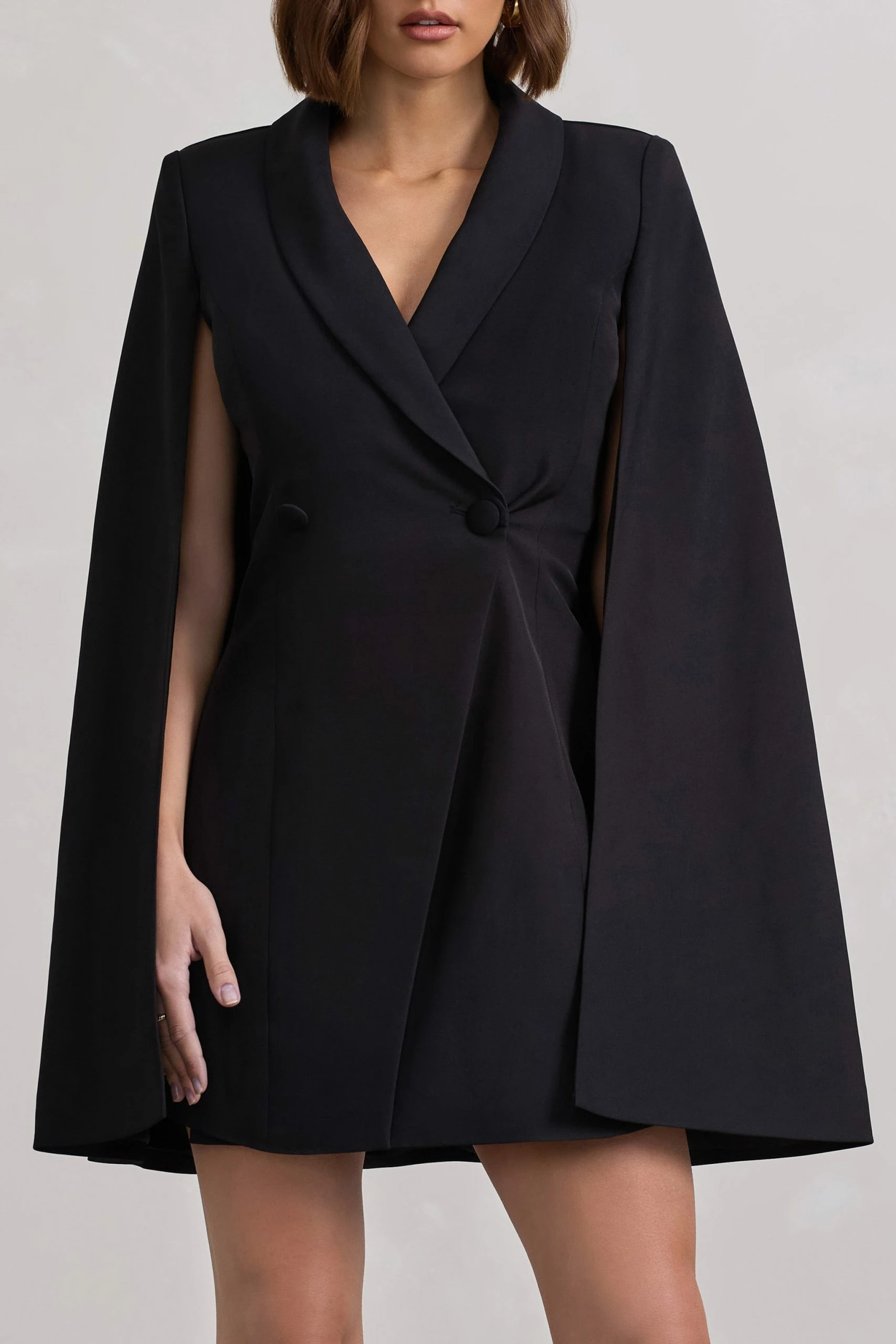 Suri | Black Tailored Cape Blazer Dress 5 Suri | Black Tailored Cape Blazer Dress - Image 3