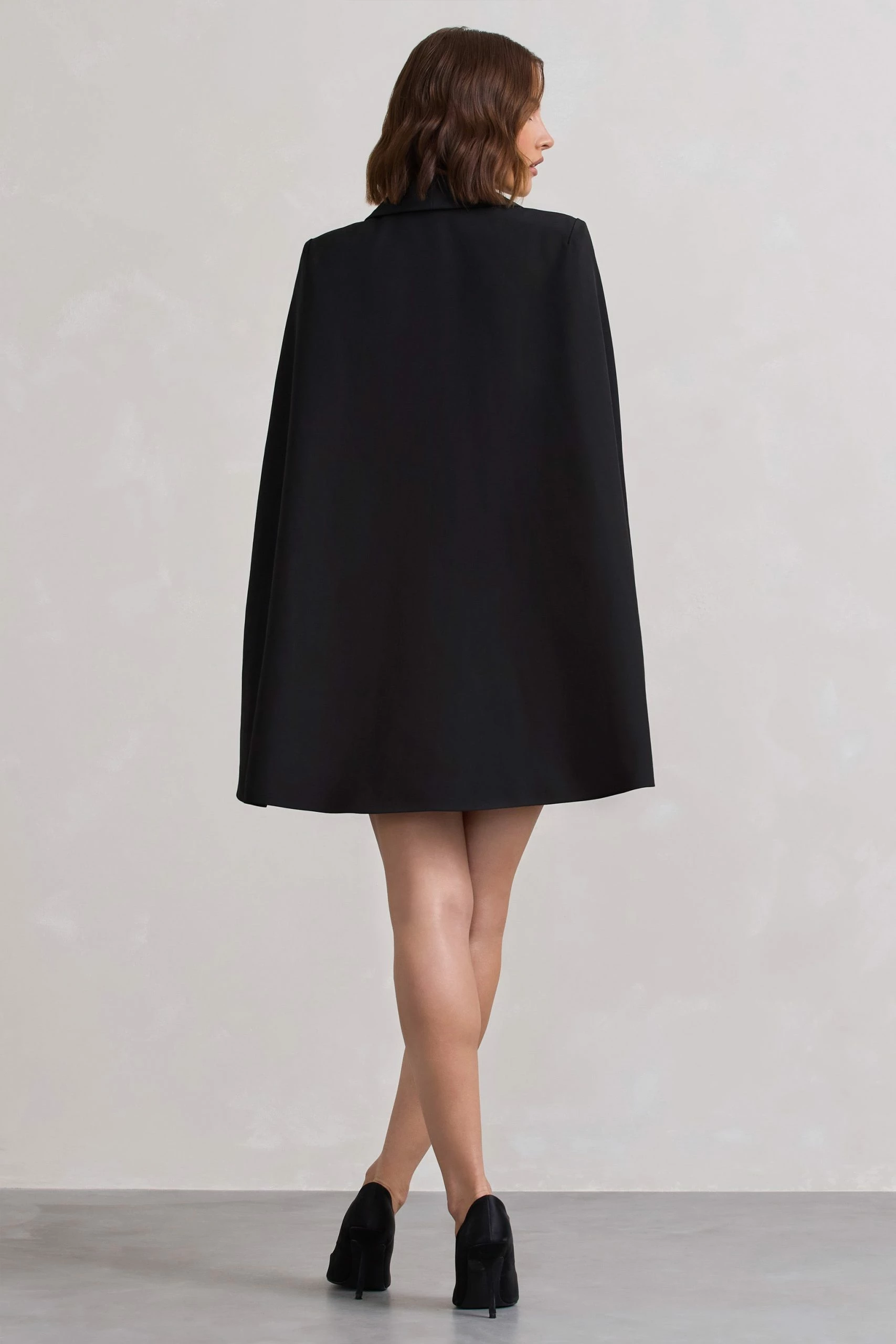 Suri | Black Tailored Cape Blazer Dress 4 Suri | Black Tailored Cape Blazer Dress - Image 2