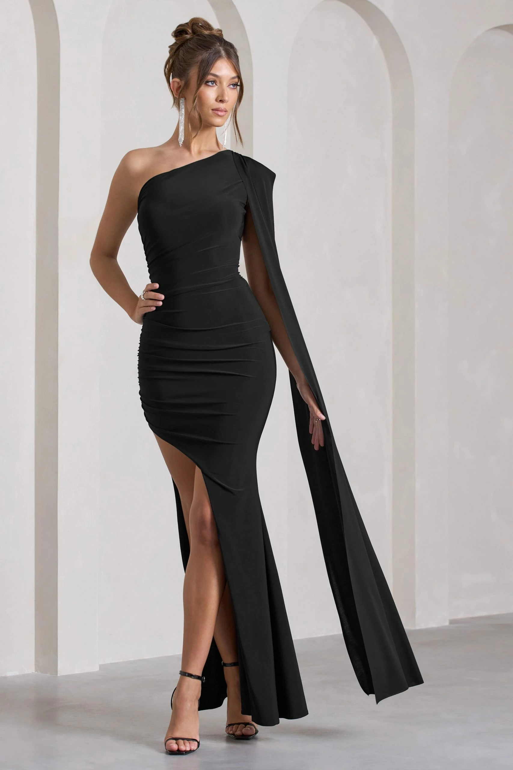 Adelaide | Black Asymmetric Sleeveless Split Maxi Dress 7 Adelaide | Black Asymmetric Sleeveless Split Maxi Dress - Image 5