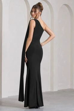 Dress Shop -Dress Shop WB CL129778002 Adelaide BlackAsymmetricSleevelessSplitMaxiDressBLACK10